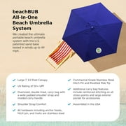 ALL-IN-ONE BEACH UMBRELLA SYSTEM. Includes ULTRA Base (compliant with the ASTM F3681-24 Beach Umbrella Safety Standard). (Deep Ocean Blue)