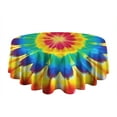 thumbnail image 5 of Colorful Rainbow Tie Dye Spiral Pattern Round Tablecloth 60"x60",Wrinkle Wipeable Table Cloth for Kitchen Dining Room Picnic Patio Party, 5 of 6