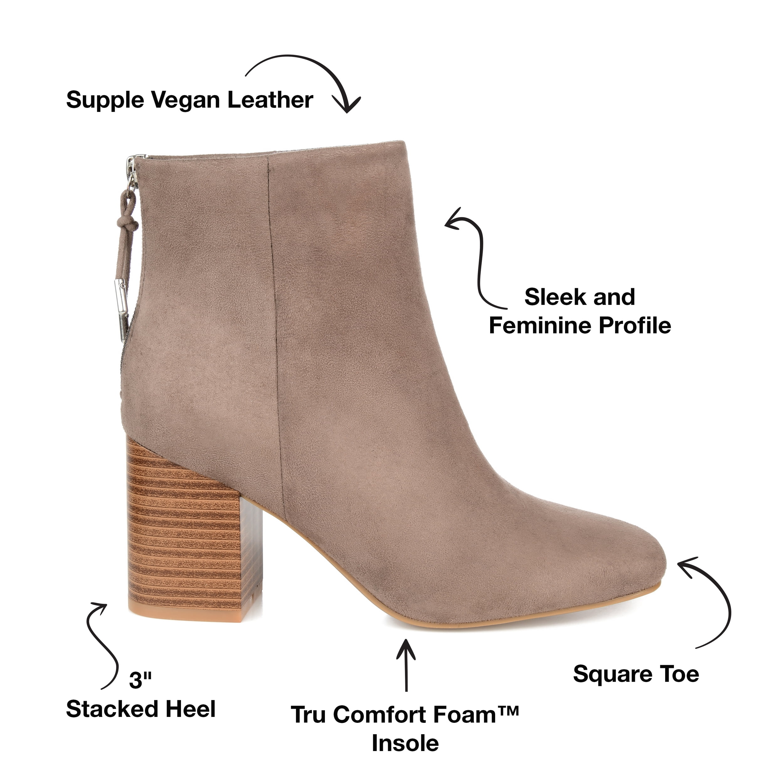 Journee Womens Audrina Back Heel Zip Stacked Heel Booties