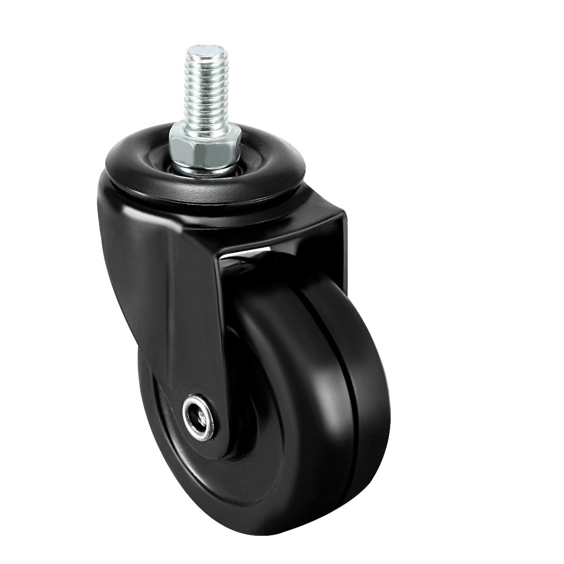2-inch Solid Rubber Swivel castors Wheels with Threaded Wheels M8 x 15 mm 360 Degrees Black Capacity 44 lb Each 4 Pieces 