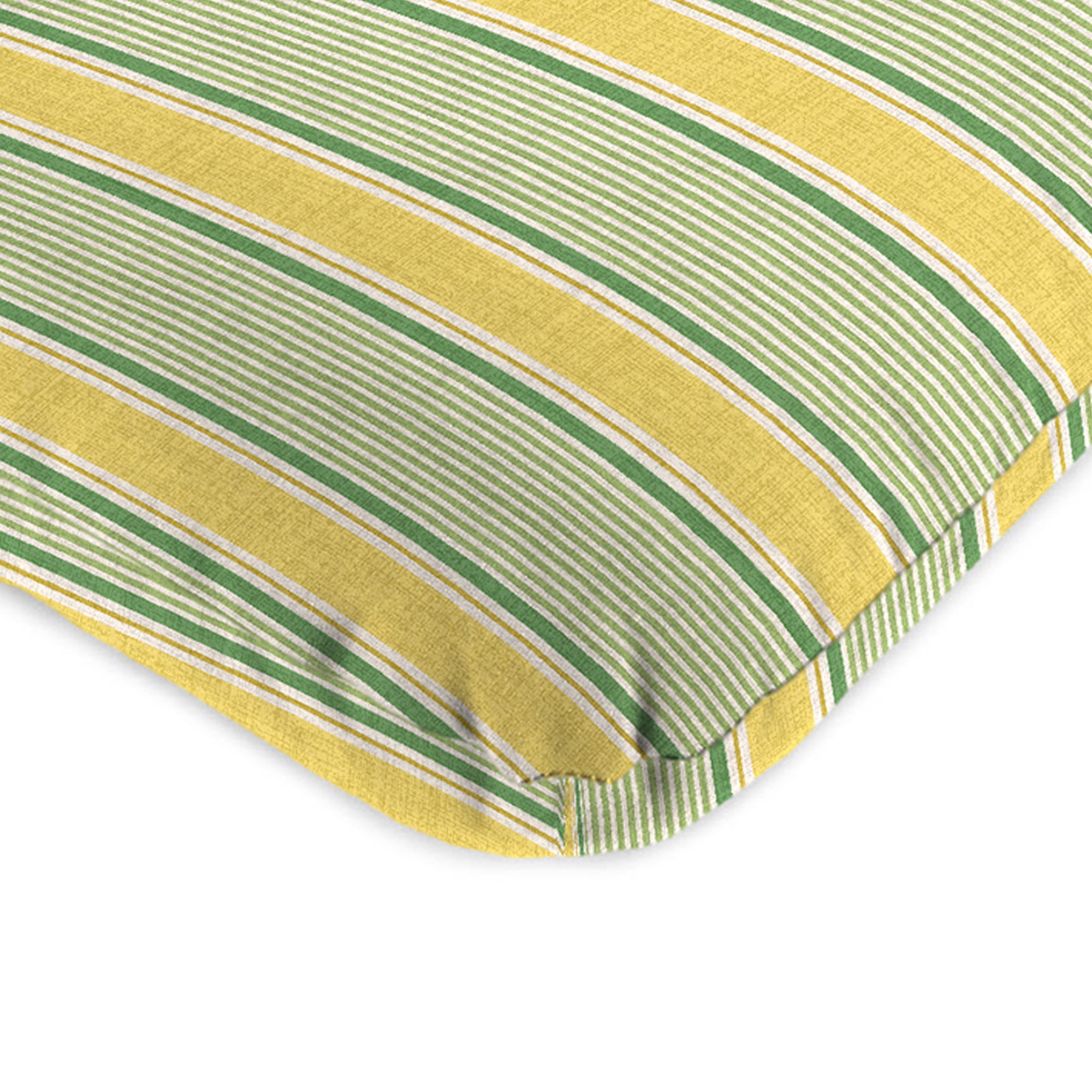 Jordan Manufacturing 45" x 22" Corky Wheat Yellow and Green Stripe Rectangular Outdoor Chair Cushion with Ties and Hanger Loop