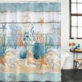 thumbnail image 4 of 60x72 Inch Shower Curtains for Bathroom, Starfish Coastal Fabric Bath Curtain Decor, Summer Ocean Blue Coral Conch Seagrass Waterproof Restroom Curtains Shower Set Accessories with 12 Hooks 60 Inch, 4 of 7