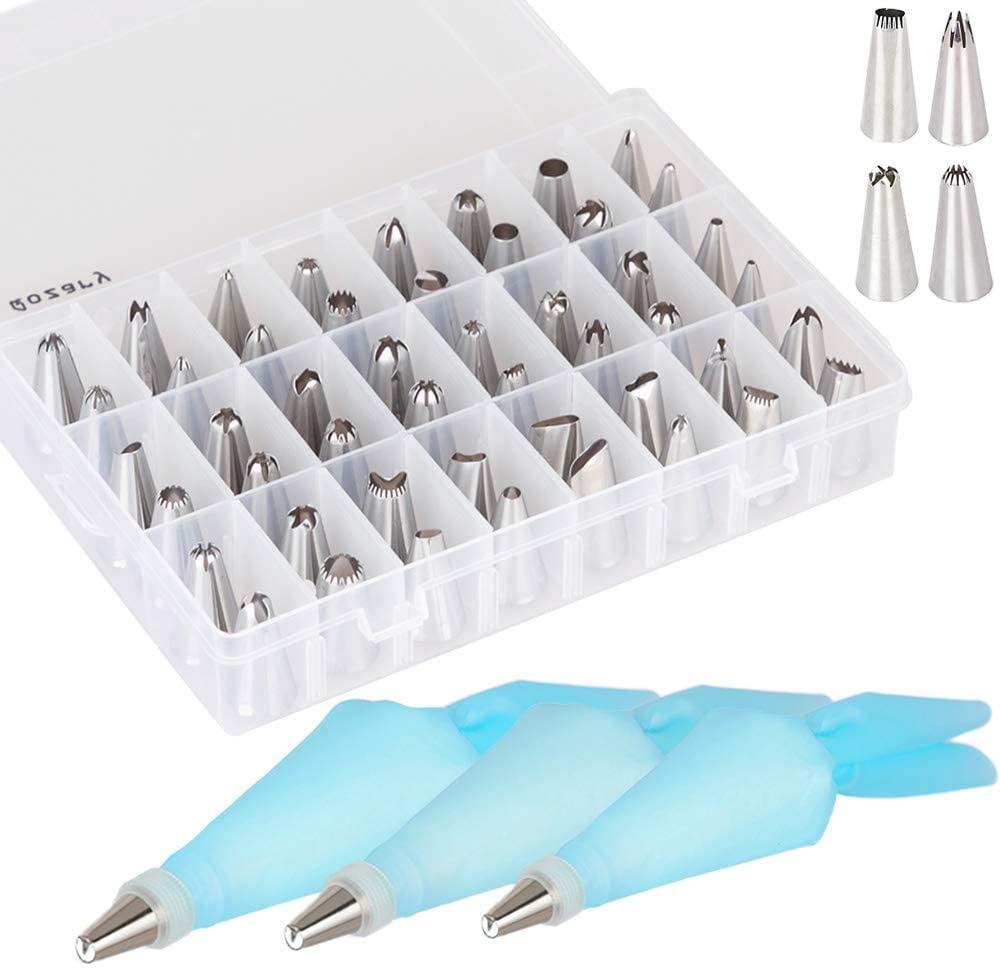 113 Pieces Cake Decorating Kits Supplies,48 Numbered Icing Tips,52 Pastry Bags,10 Reusable Couplers,1 Icing Spatula,2 Reusable Silicone Frosting Bags for Cake Decoration Baking Tools 113 Pieces Cake Decorating Kits Supplies,48 Numbered Icing Tips,52 Pastry Bags,10 Reusable Couplers,1 Icing Spatula,2 Reusable Silicone Frosting Bags for Cake Decoration Baking Tools