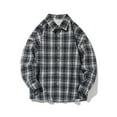 thumbnail image 3 of WREESH Men's Fashion Plaid Shirt Casual Long Sleeve with Pockets Classic Plaid Print Button Down Shirt Navy, 3 of 5