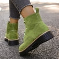 thumbnail image 6 of Women's Ankle Boots Fashionable Casual Winter Versatile Short Boots Solid Color Round Toe Lace-Up Thick-Soled Low Chunky Heel Shoes, 6 of 7
