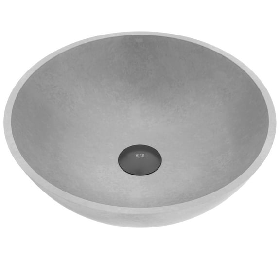 VIGO Ravenna Gothic Gray Concreto Stone 16 in. L x 16 in. W x 5 in. H Round Vessel Bathroom Sink