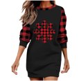 thumbnail image 1 of TIMIFIS Robe de Noël pour Femmes, Décontractée, à Manches Longues, à Carreaux Imprimés, Col Rond, Mini-Robe pour Dames, Printemps, 1 of 4