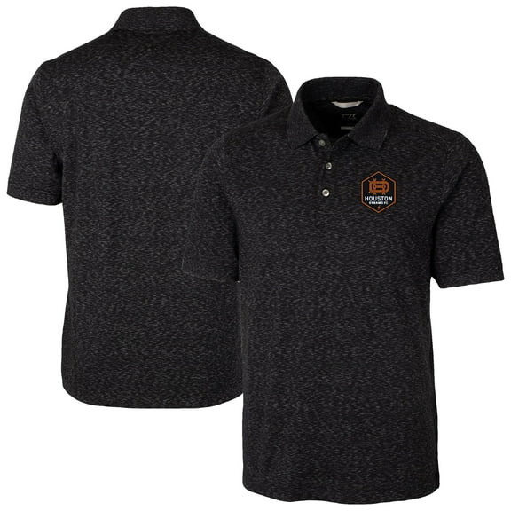 Men's-Cutter & Buck  Black Houston Dynamo FC Advantage Tri-Blend Space Dye Polo