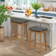 thumbnail image 2 of Woven Saddle Bar Stools Set of 2 Leather Counter Height Kitchen Barstool for Kithcen Island,  Outdoor Patio Dining Chairs, 2 of 9