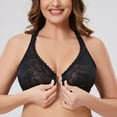 thumbnail image 5 of MELENECA Women's Plus Size Racerback Unlined Lace Underwire Front Closure Bra Black 44B, 5 of 6