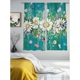 thumbnail image 4 of Spring Daisy Leaves Sheer Curtains 63 Inches Length 2 Panels Set, Window Sheer Curtains for Living Room/Bedroom, Vintage Watercolor Flowers Teal Wooden Light Filtering Rod Pocket Curtain 52''x63''x2, 4 of 8