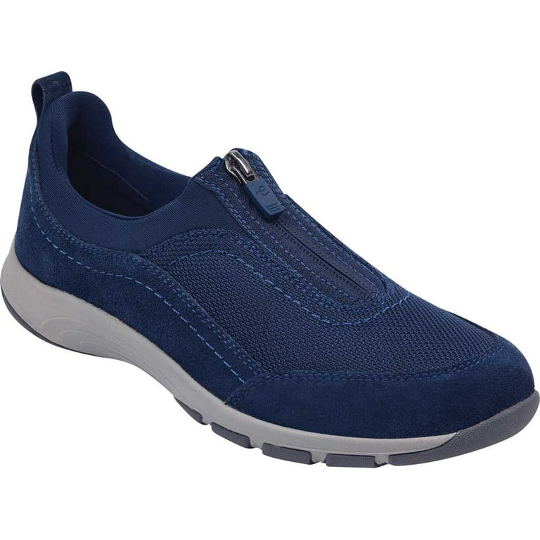Women's Easy Spirit Cave Zip Up Sneaker Blue Mesh/Suede W