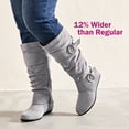 thumbnail image 5 of Love Steetly Women's Extra Wide Calf Knee High Boots, Slouchy Double Buckle Flat Fall Winter Boots., 5 of 7