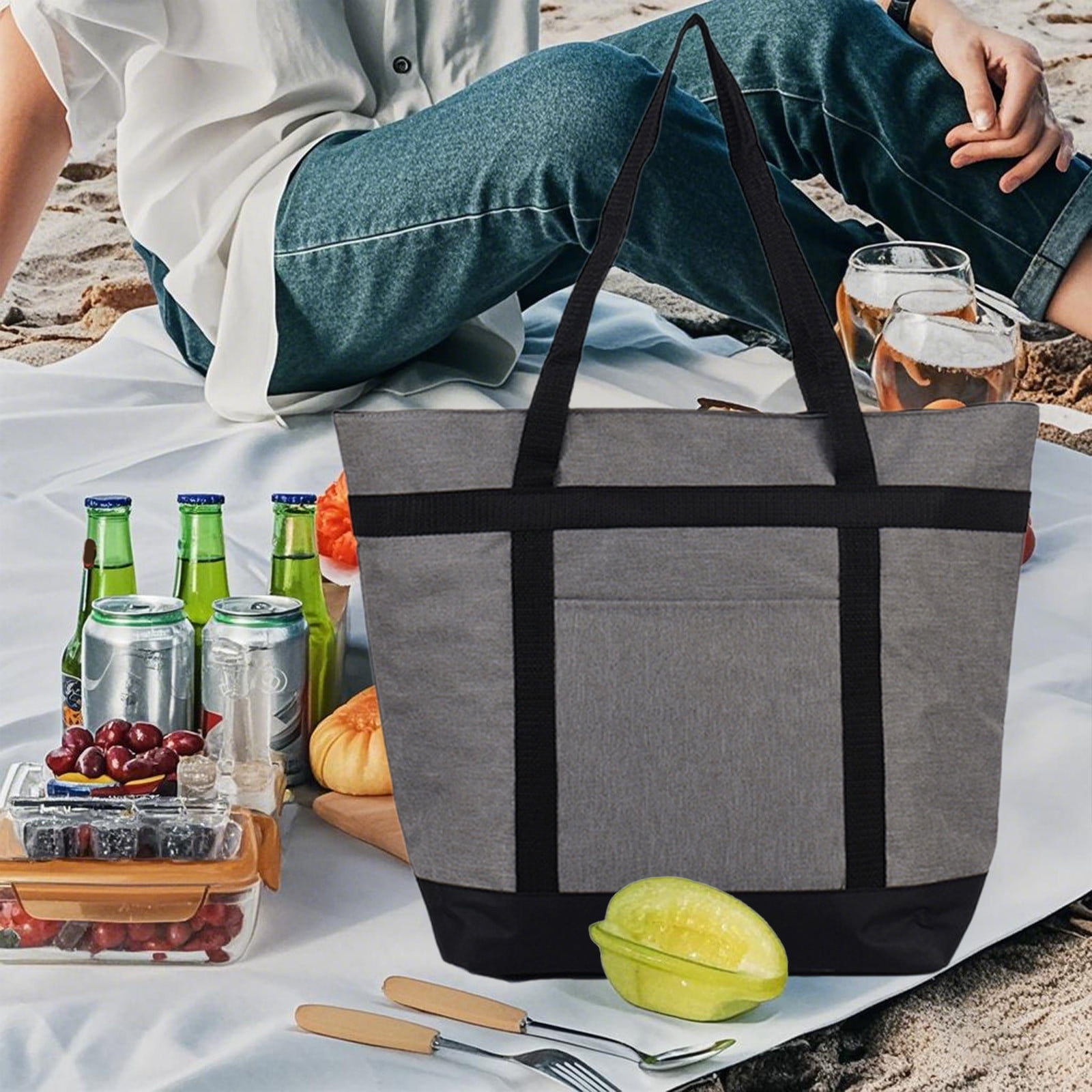 Sac à Dos Pique-nique Isolé Pottery Barn Airstream Pismo - Service Pour 4 Personnes, Gris, Neuf Sans étiquette