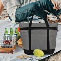 Insulated Picnic Cooler Bag Large Capacity 39L Thermal Waterproof Polyester Camping Gear for Outdoor Family Meals and Fresh Food Transport NAJKZA | Gray