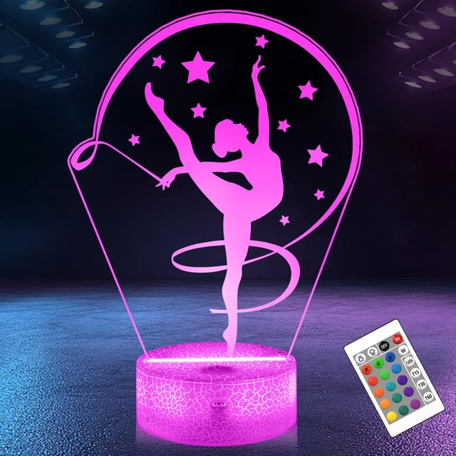 Luz nocturna OkiyID Artistic Gymnasia 3D con control remoto de 16 colores
