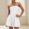 thumbnail image 4 of Lenpel Women's Strapless Rompers Summer Casual Sleeveless off Shoulder Tube Top Short Jumpsuits with Pockets Beach Vacation Clothes, 4 of 7