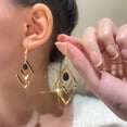 thumbnail image 2 of Dsscvnef Openwork Square Earrings for Teen Girls Minimalist Piercing Studs Earrings, 2 of 9
