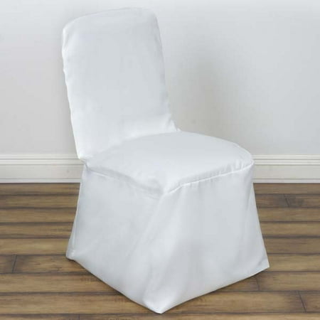 - 5PCS Square Top Polyester Wedding Banquet Chair Cover, Ivory