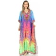 thumbnail image 5 of Sakkas Georgettina Flowy Rhinestone V Neck Long Caftan Dress / Cover Up - Green / Blue - One Size, 5 of 5