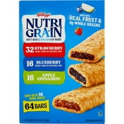 Kellogg's Nutri-Grain Breakfast Bars, Variety, 1.3 oz, 64 ct