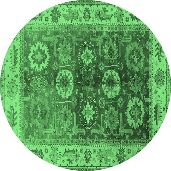Ahgly Company Indoor Round Oriental Emerald Green Industrial Area Rugs, 3' Round