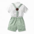 thumbnail image 6 of HCNTES Toddler Boy Outfit Lightweight Loose Suspender Bow Tie Set for Kid Special Occasion, 6 of 7