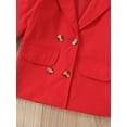 thumbnail image 6 of Kiapeise Little Girls Lapel Blazer Solid Long Sleeve Double-Breasted Coat Casual Outwear, 6 of 7