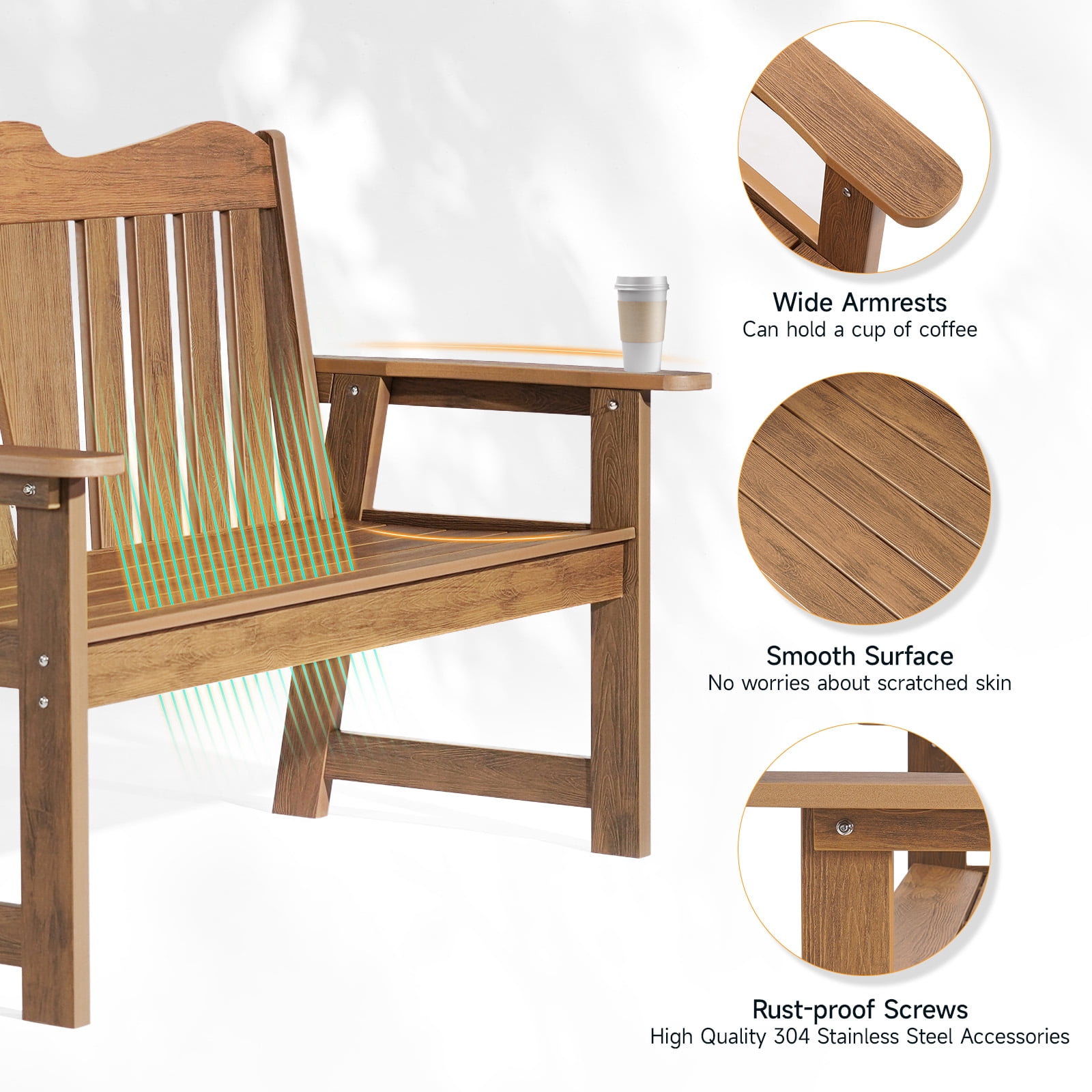 Naipo Outdoor Metal Bench Patio Bench