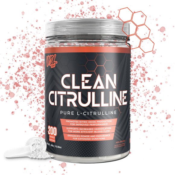 VNDL Clean Citrulline - 100% Pure L-Citrulline Pre Workout Powder to Promote Nitric Oxide Production - Unflavoured, 200 Servings (300g)