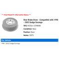 thumbnail image 2 of Rear Brake Drum - Compatible with 1998 - 2002 Dodge Durango 1999 2000 2001, 2 of 2