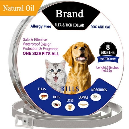 Flea Tick Collar for Dogs - Flea and Tick Prevention for Dogs & Cats - Flea Control 8 Months Protection & Treatment Hypoallergenic Tick Collar Insect Repellent Collar with Natural Plant