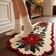 thumbnail image 4 of Christmas Runner Rug, 47.2 Inch Poinsettia Floor Mat, Holiday Decoration for Hallway Entryway Fireplace S, 4 of 6