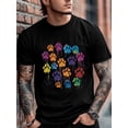 thumbnail image 3 of Men's T-Shirt,Short Sleeve Tee Shirt Casual Tops Colorful Dog Paw Print Crew Neck T Shirts for Men, 3 of 8