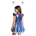 thumbnail image 2 of Moggemol Robe pour Filles Enfants 2 Pcs Alien Déguisement Iridescent Brillant Manches Volantées Robe Tutu à Volants avec Serre-Tête Coloré Argent 14, 2 of 6