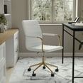 thumbnail image 6 of Martha Stewart Taytum Upholstered Office Chair in White/Polished Brass, 6 of 15