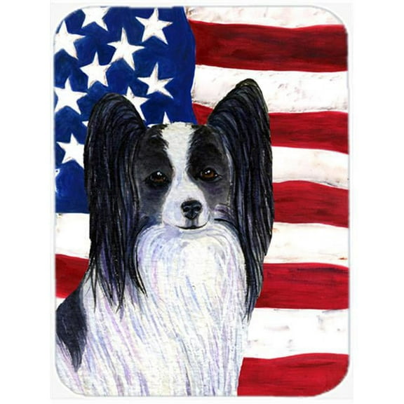USA American Flag With Papillon Glass Cutting Board - Large