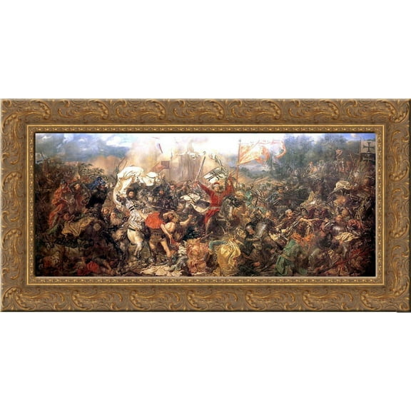 Battle of Grunwald 24x16 Gold Ornate Wood Framed Canvas Art by Matejko, Jan