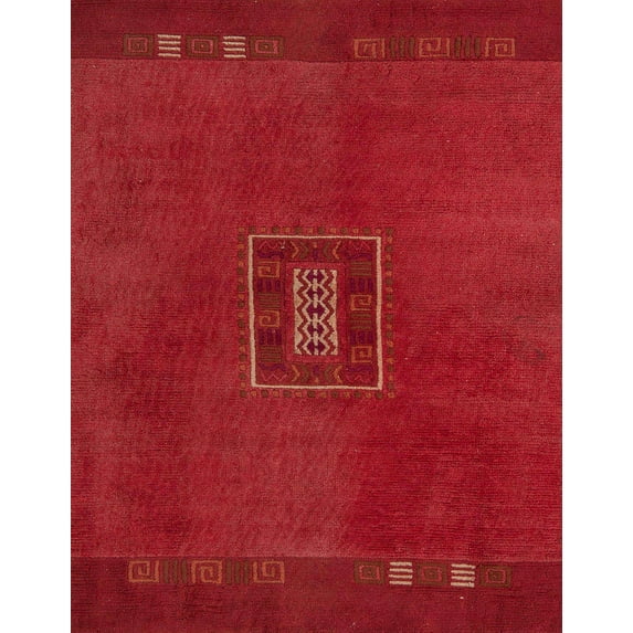 Ahgly Company Machine Washable Indoor Rectangle Abstract Ferrari Red Area Rugs, 7' x 9'