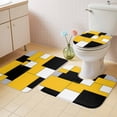 thumbnail image 4 of Yellow Black Bathroom Rugs Set Geometric Abstract Color Block Modern Art Non Slip Absorbent Soft Bath Mats 3 Piece Set with Bathroom Rug, U-Shaped Floor Mat, Toilet Seat Cover Small Size, 4 of 9