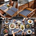 thumbnail image 3 of Navy Blue Check Placemats for Dinning Table Set of 6, Farmhouse Buffalo Plaid Blue Burlap Kitchen Place Mats Waterproof Cloth Table Mats, Indoor Outdoor Placemats Easy Clean Dinner Decor, 3 of 8