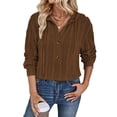 thumbnail image 1 of Sudadera con Capucha Extragrande de Otoño para Mujer, con Cuello en V y Larga. Marrón L, 1 of 8