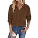 thumbnail image 1 of Sudadera con Capucha Extragrande de Otoño para Mujer, con Cuello en V y Larga. Marrón L, 1 of 8