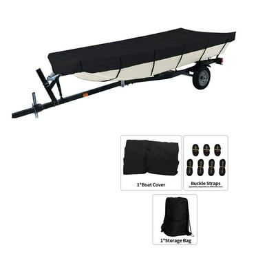 Labwork Boat Cover Replacement for Jon Boats 16ft Waterproof Heavy Duty Polyester Black