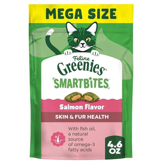 Greenies Feline Smartbites Salmon Flavor Skin & Fur Health Cat Treats, 4.6 oz Pack