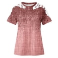 thumbnail image 4 of safuny Women's Trendy Loose Lace Raglan Tops Clearance Solid Tops Short Sleeve Tees Round Neck Shirts Vintage Clothing 2024 Fashion Summer Pink, 4 of 4