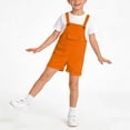 thumbnail image 4 of hengsof Girls Solid Color Overalls Kids Cute Adjustable Straps Wide Leg Jumpsuit with Pockets 2-15 Years, 4 of 7