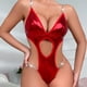 thumbnail image 2 of Lencería Sexy Gibobby Halter Negro con Cordones Teddy Sexy Para Mujer Rojo L, 2 of 5