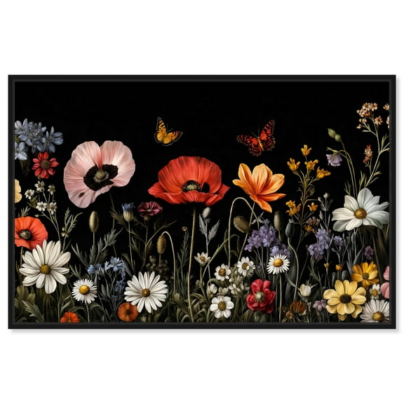 Wildflower Panorama Canvas Maximalist Wall Art by Art Remedy, Black Frame, 15 x 10