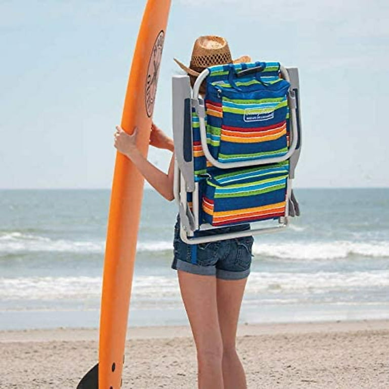 Tommy Bahama Striped Beach Chair with Insulated Cooler and Storage Pouch Walmart